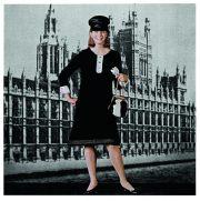 Model wearing Pattern No. 3288, set against the Houses of Parliament
