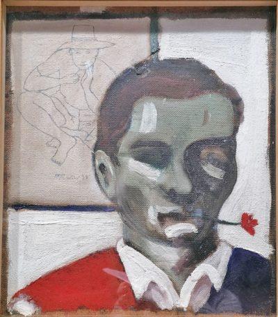 Self portrait with flower in mouth 1947