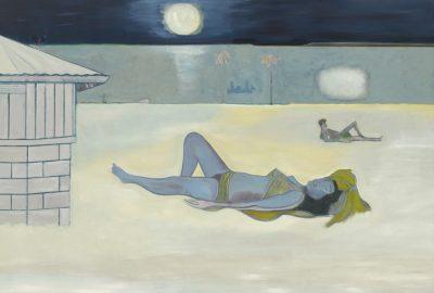 4. Peter Doig Night Bathers 2019. Pigment on linen. Copyright Peter Doig All Rights Reserved. DACS 2023