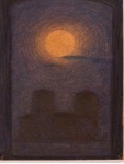 The towers of Borghese Museum, pastel on paper.