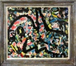 (1) Unicorn in the Garden (after Thurber), 1966. Oil, enamel, collage, on card (48 x 58 cm)