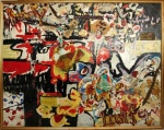 (2) Open Market, 1964 & 1989. Enamel, oil, feathers, collage, on board. All materials collected over two days around Portobello Road market, London W11. (96.5 x 122 cm) 