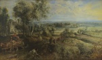 Peter Paul Rubens, An Autumn Landscape with a View of Het Steen in the Early Morning, pre-restoration, probably 1636 © The National Gallery, London.