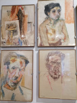 Fausto Pirandello, portraits_ Nude_ Interior of a study.
