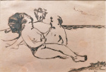 Fabio Mauri, Man and woman on beach with Cupid, 1943.