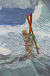 1. Peter Doig, Alpinist, 2022. Pigment on linen. Copyright Peter Doig, All Rights Reserved. DACS 2023.