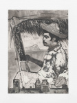 6. Peter Doig, Untitled (Derek), 2017. Etching with aquaint, sugar lift, scraping, burnishing; two plates. Copyright Peter Doig. All Rights Reserved. DACS 2023.